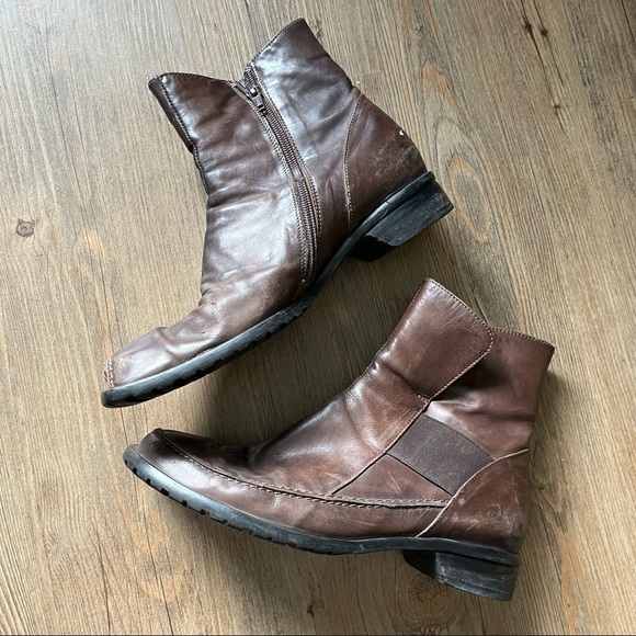 Arnold Churgin Brown Ankle Short Boots Leather Rounded Square Toe Shoe Size 8.5 - Picture 9 of 12